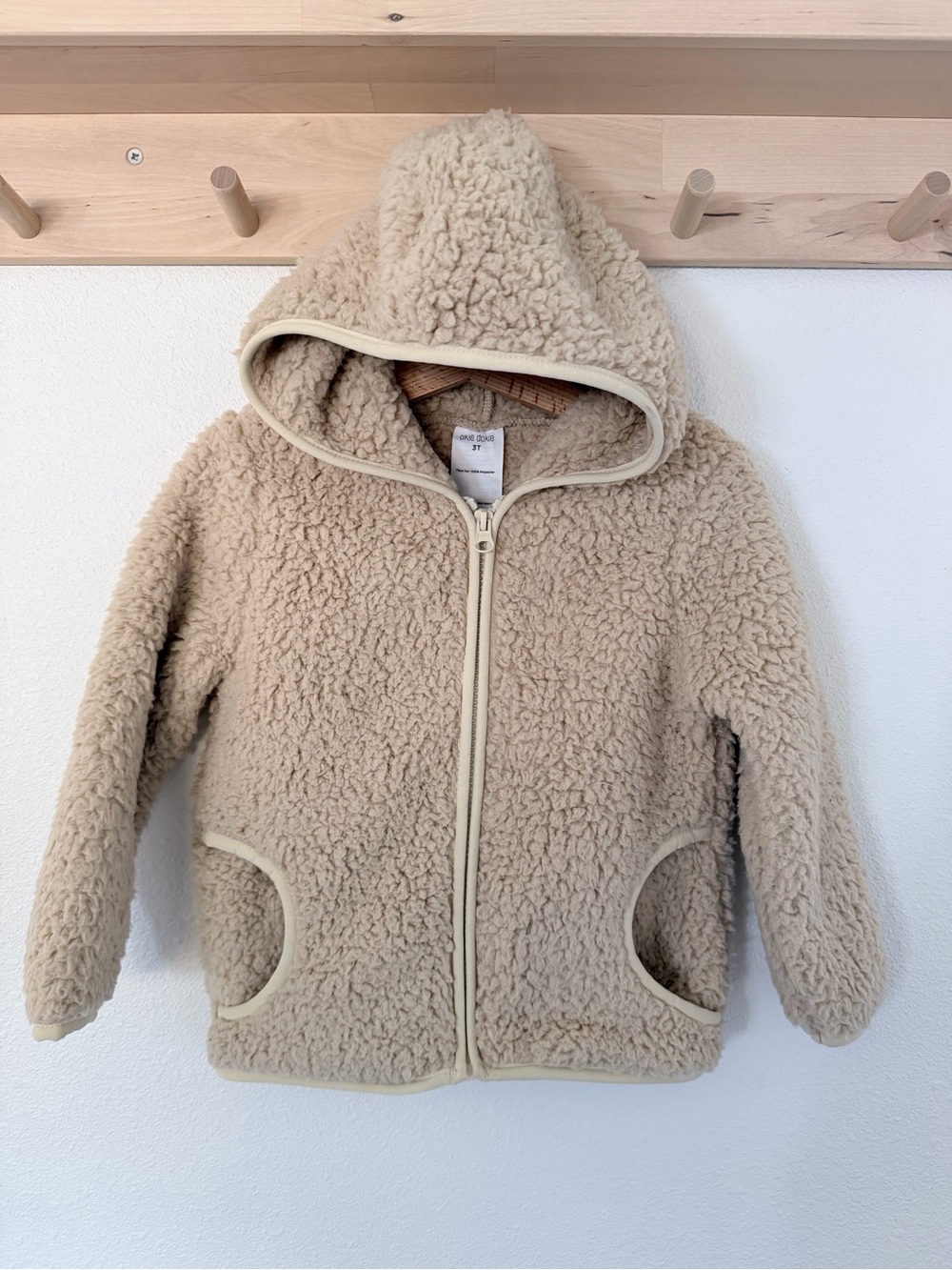 okie dokie Cream Sherpa Zip Hoodie with Hood